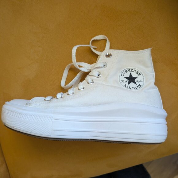 Converse White Canvas Platform High-Top Sneakers Women's All Stars Size 9 - Picture 6 of 9